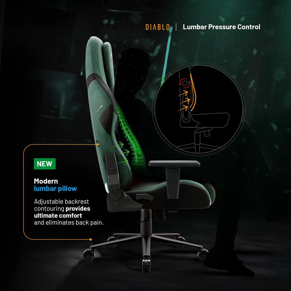 Herné kreslo zelené Normal Size: Diablo X-One Prime Forest Green