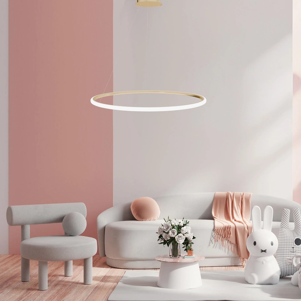 Toolight Toolight, LED závesné svietidlo 60cm, 37W, 3000K, LHJ002-CP, zlatá lesklá, OSW-60000