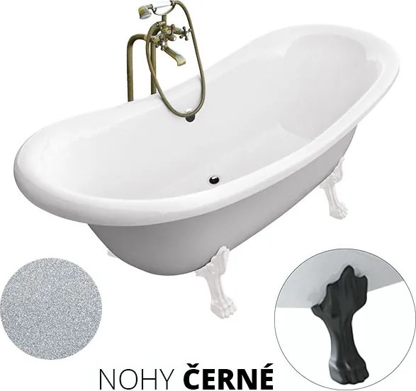Besco Voľne stojaca vaňa zo sanitárneho kompozitu Amelia Glam S 190x77 s prepadom BESCO-Typ výpuste: Click-Clack s prepadom, chróm, BESCO-Nôžky: Chróm