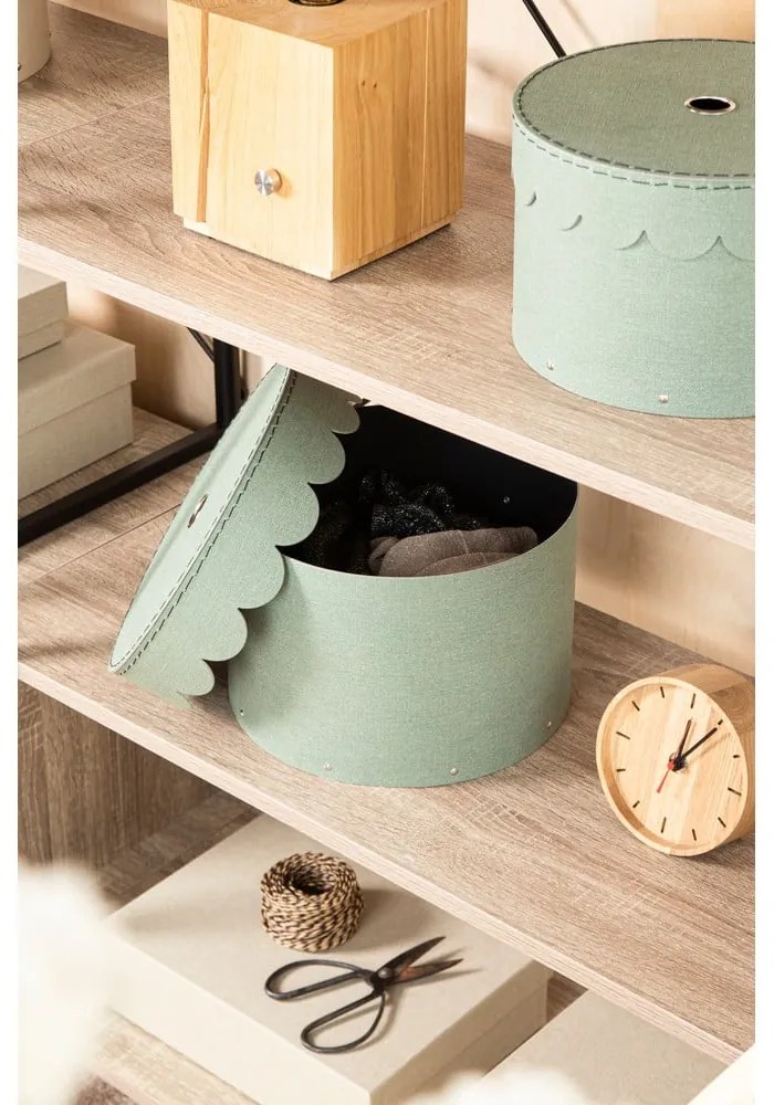 Zelenomodré kartónové úložné boxy v súprave 2 ks s vekom ø 26x17,5 cm Wilma Canvas Paper Laminate – Bigso