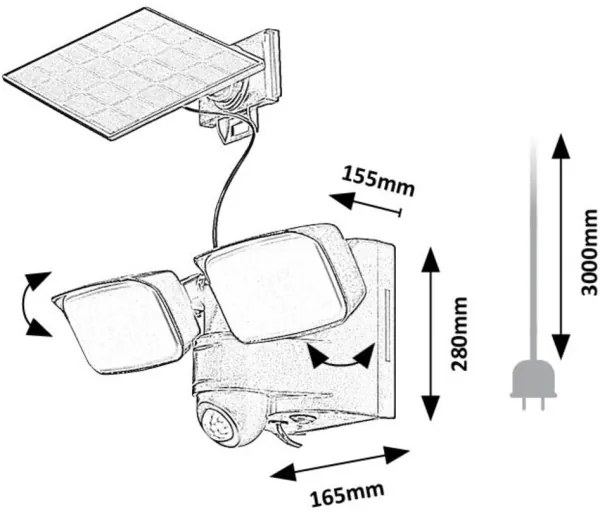 Rabalux 77091 - LED solárne nástenné svietidlo LESZNO 2xLED/5W/3,7V IP54 čierne