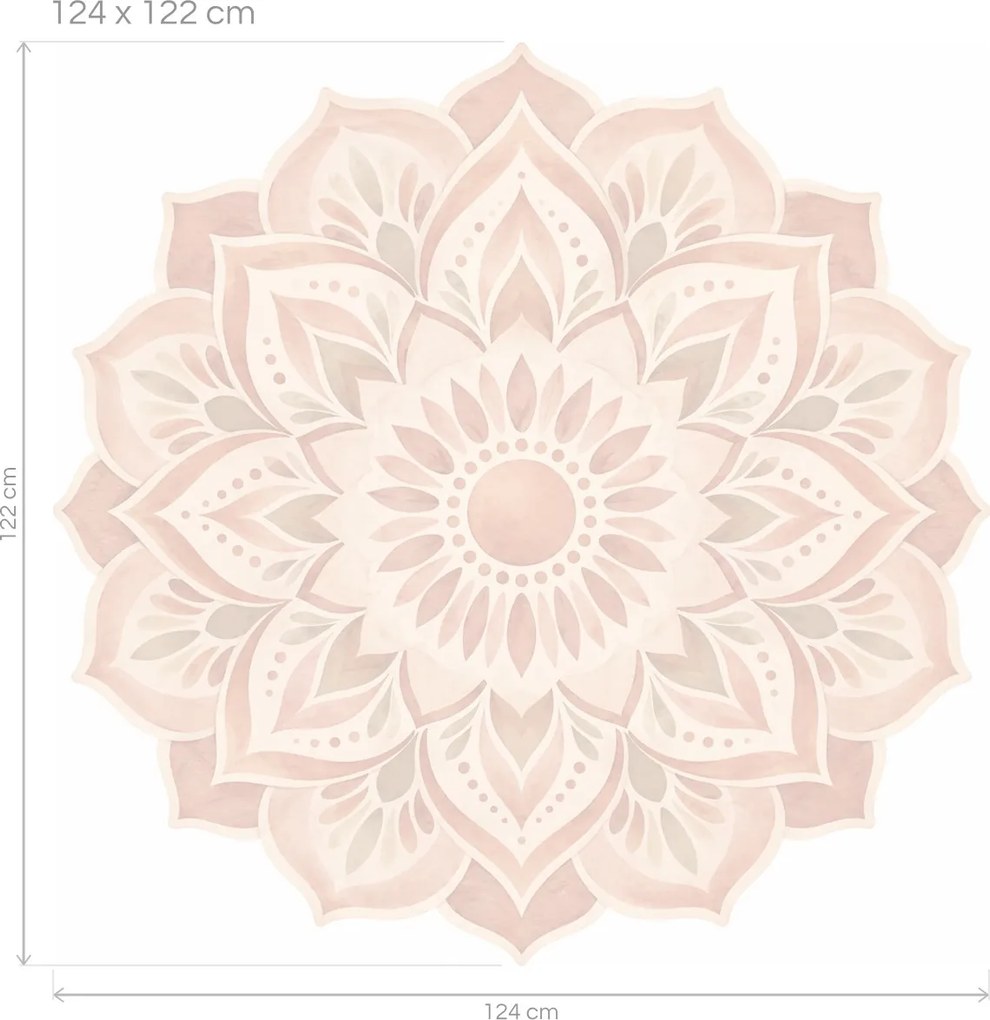 Terakotová mandala boho akvarelová textilná nálepka na stenu arch 46 x 45 cm