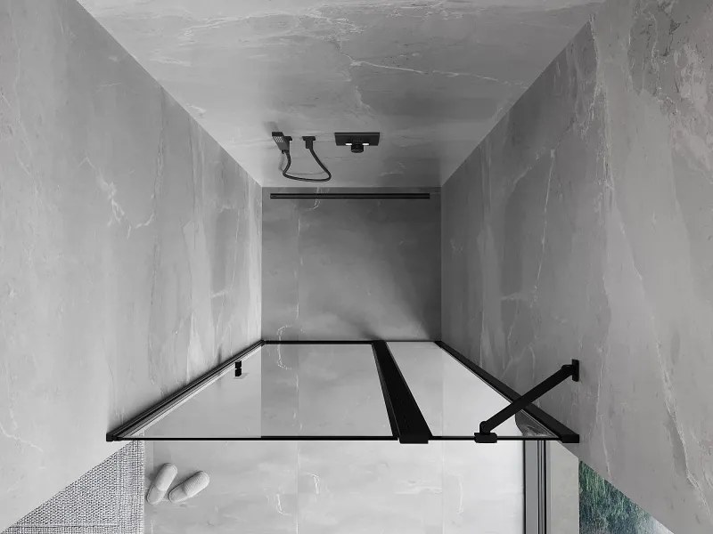 Mexen MIST, 1-krídlové sprchové dvere (1d+1s) 70x200 cm, 6mm číre sklo s čiernym rámom, pravý, 8A4-070-000-70-70-P