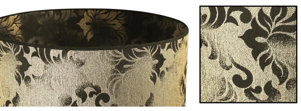 Závesné svietidlo Werona 1, 1x čierne/zlaté textilné tienidlo so vzorom, (fi 40cm)