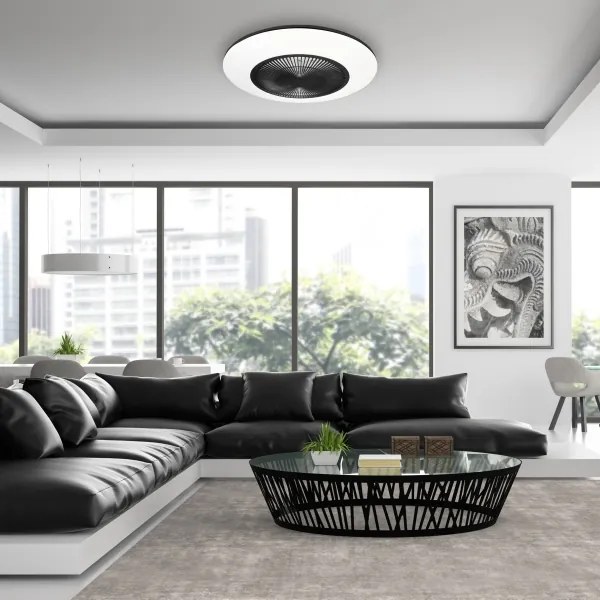 LED Stmievateľné stropné svietidlo s ventilátorom ARIA LED/38W/230V čierna/biela +DO