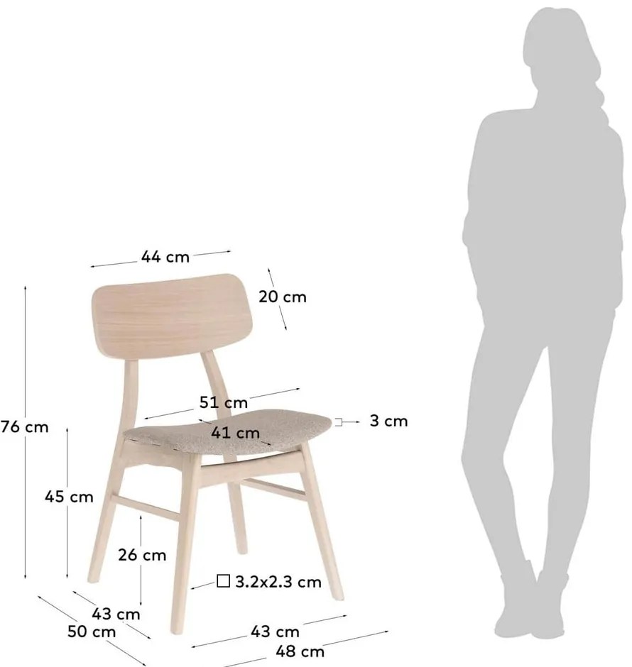Jedálenská stolička v dekore duba v béžovo-prírodnej farbe v súprave 2 ks Selia – Kave Home