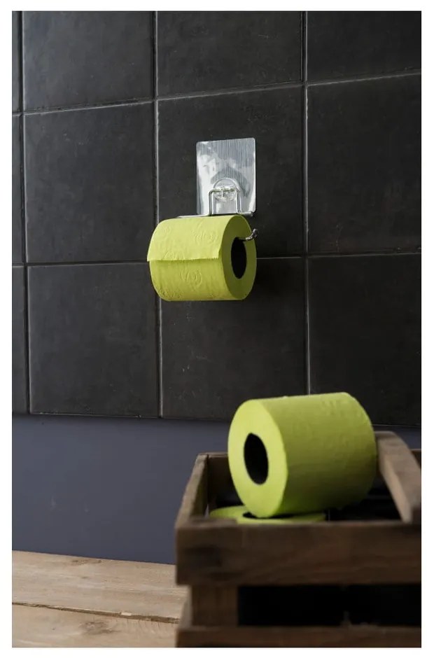 Samolepiaci držiak z pochrómovanej ocele na toaletný papier Compactor