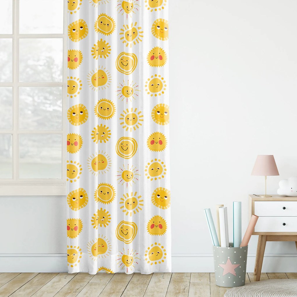 Goldea detský bavlnený záves - usmievavé slniečka 280x150 cm