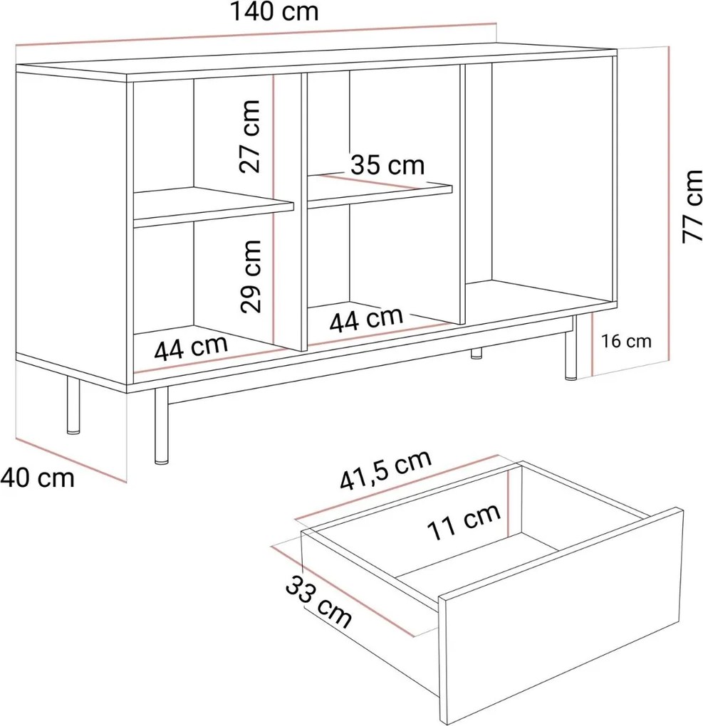 KOMODA CELESTINO 2D3S DUB + KAŠMÍR 140 cm