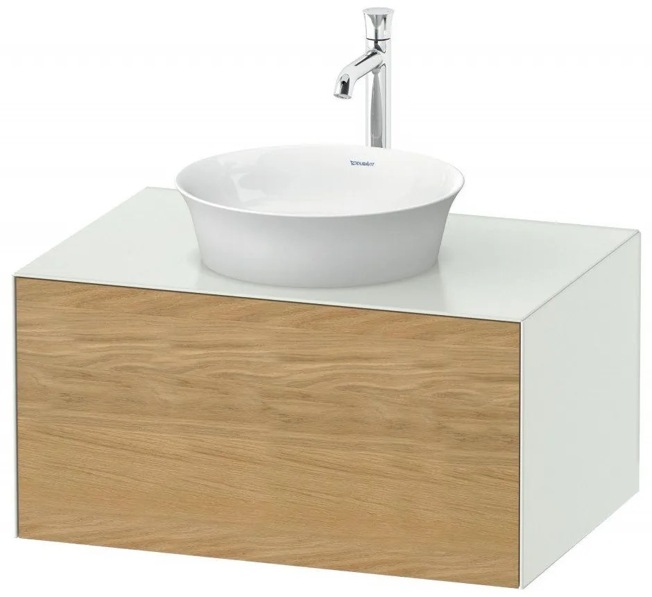 DURAVIT White Tulip závesná skrinka pod umývadlo na dosku, 1 zásuvka, 800 x 550 x 408 mm, dub prírodný masív/biela matná, WT49750H536