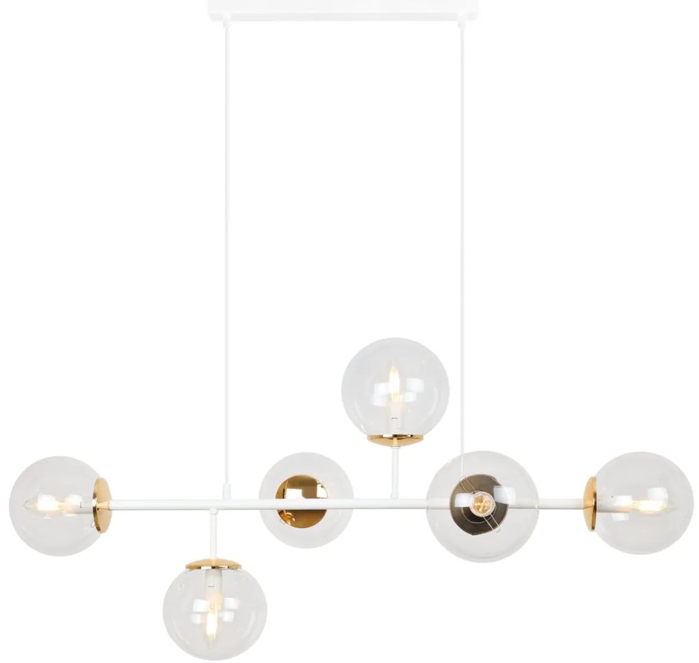 Závesné svietidlo Paris, 6x číre sklenené tienidlo, W/G