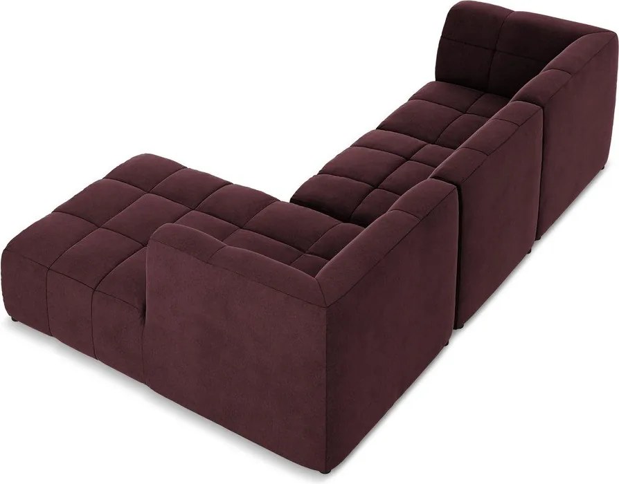 Vínovočervená zamatová rohová pohovka (pravý roh/s leňoškou) Aloha – Makamii