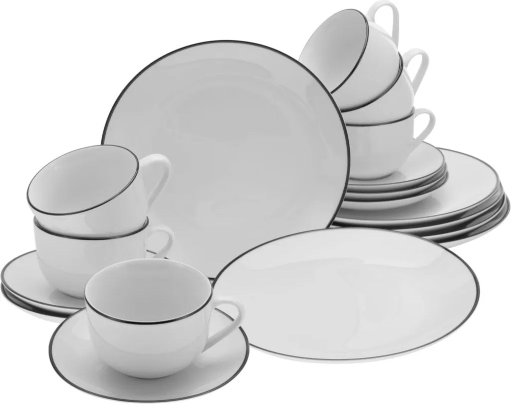 Kávový servis (18 dielov) Luna Black Line, biely