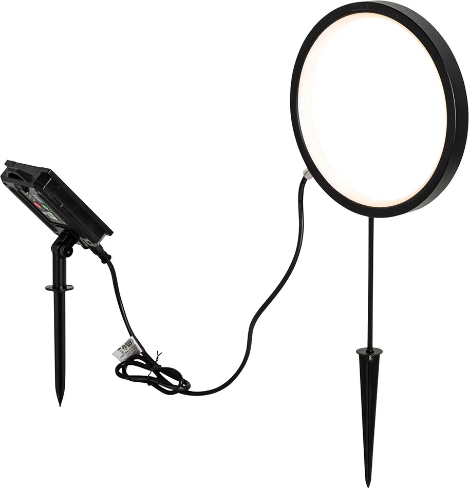 Sada 2 čiernych bodových svetiel 50 cm vrátane nabíjateľného LED a solárneho IP65 - Adalind