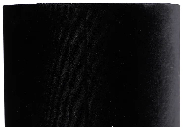 Moderná stolná lampa čierna s čiernym zamatovým tienidlom - Rich