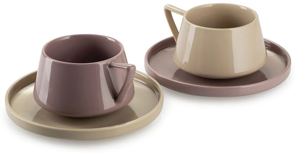 Porcelánová šálka s podšálkou Luna 200 ml sada 2ks
