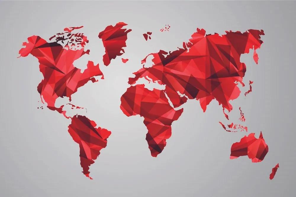 Samolepiaca tapeta červená mapa sveta vo vektorovej grafike - 375x250
