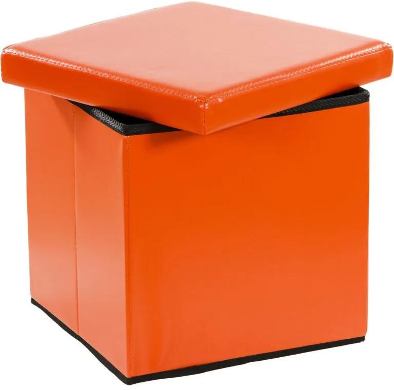Taburet s úložným priestorom, oranžový