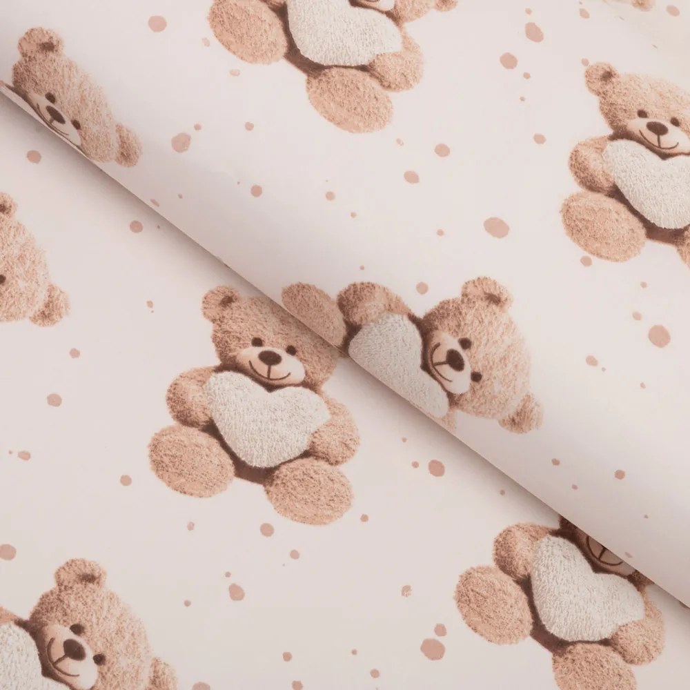 Biante Detský bavlnený záves Sandra SA-721 Medvedíky so srdiečkami na púdrovo ružovom 150x200 cm