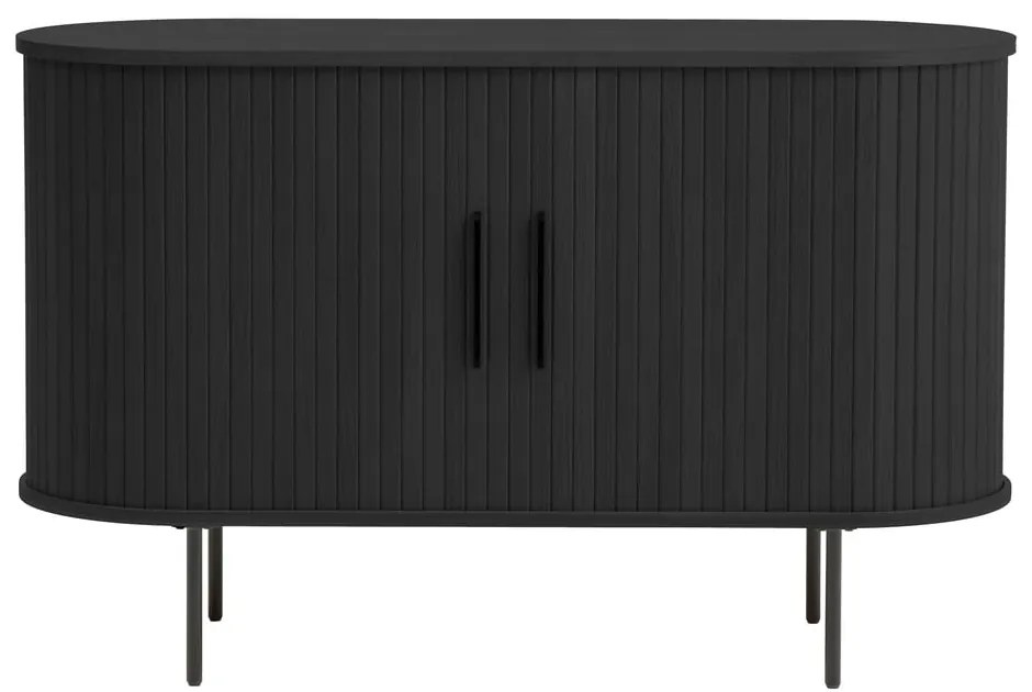 Čierna komoda v dekore duba s posuvnými dverami 120x76x45 cm Nola – Unique Furniture