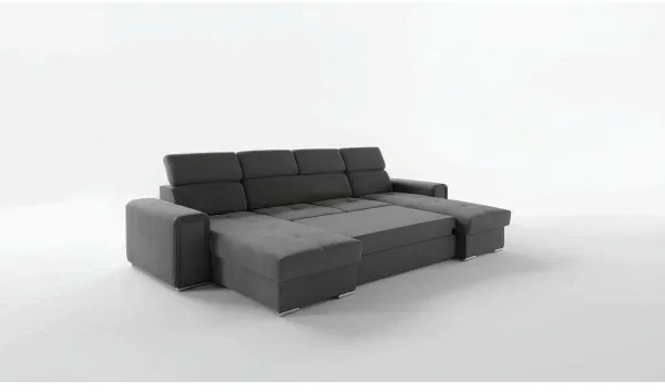 Rozkladacia sedacia súprava s univerzálnym rohom do U s úložným priestorom SALVADA tmavosivá
