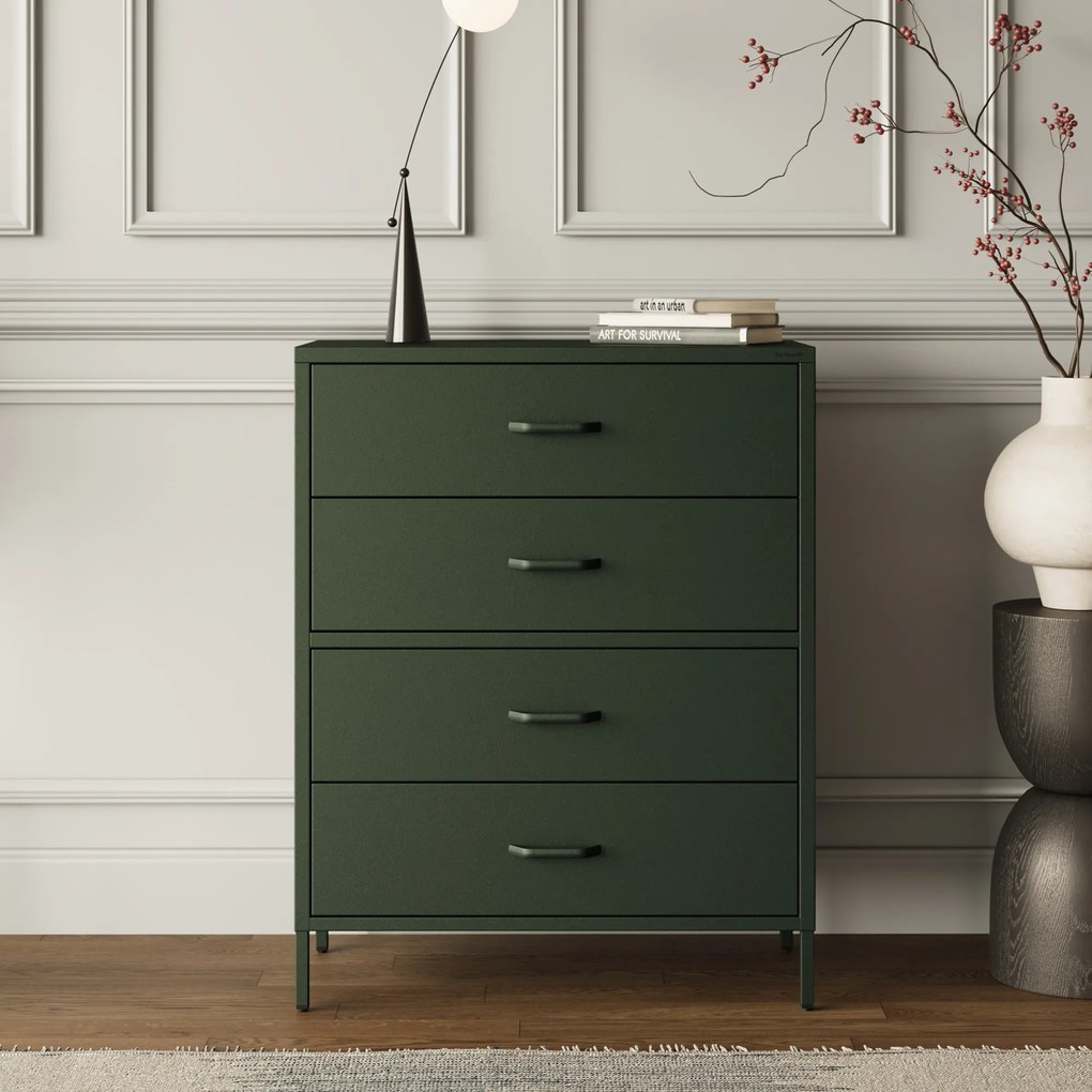 Komoda CARLA, 800 x 1015 x 400 mm, Modern: fľaškovo zelená farba