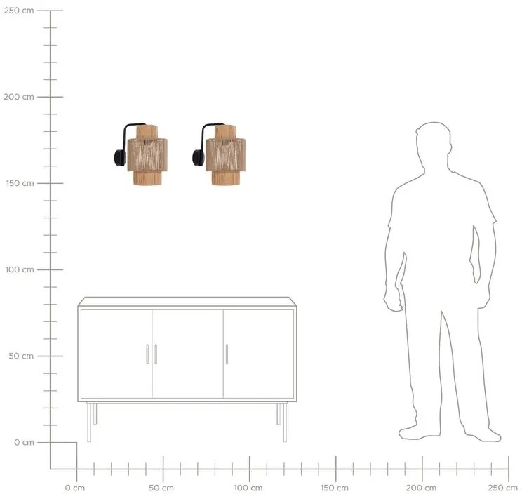 Sada 2 nástenných lámp z rafie prírodná JAMMA Beliani