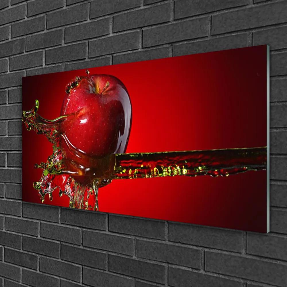 Obraz na skle Jablko voda kuchyňa 120x60 cm