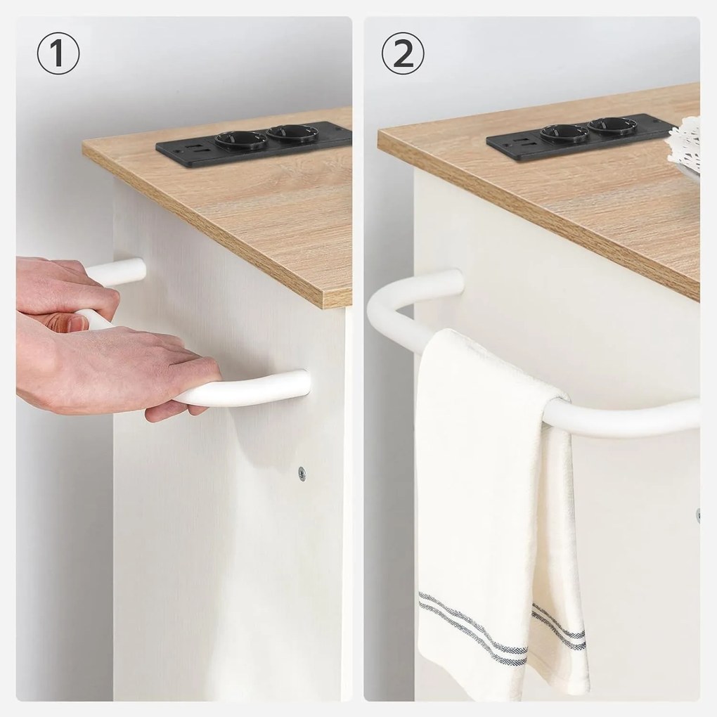 Pojízdný kuchyňský vozík s prodlužovacím kabelem Vasagle Asha 73 cm bílý