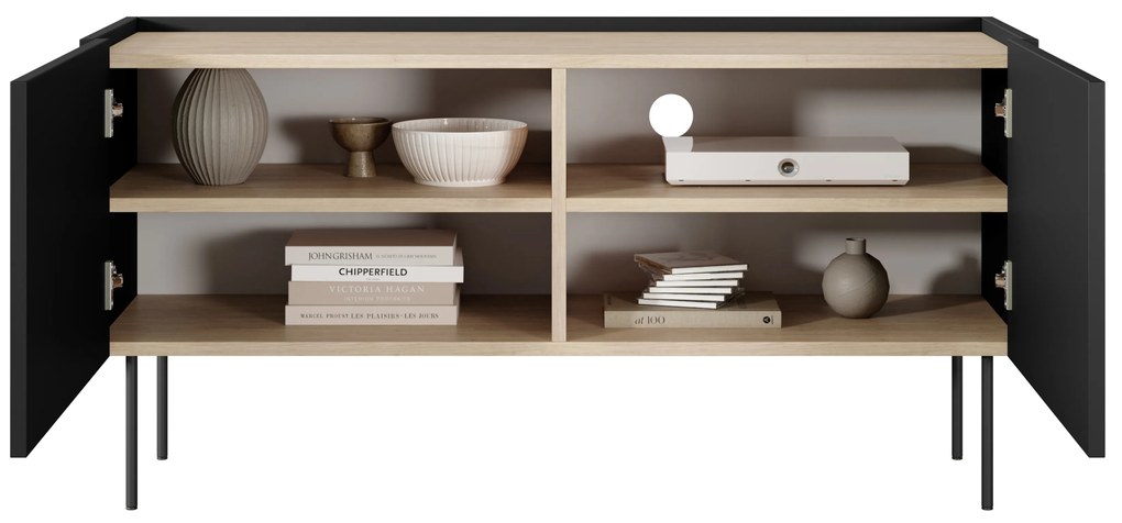 TV stolík Desin 120 cm - čierny mat / dub nagano