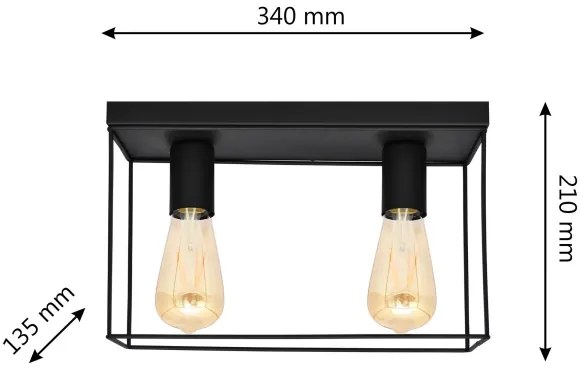 Stropné svietidlo FINN 2xE27/15W/230V čierna