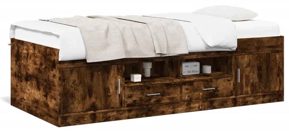 Denná posteľ so zásuvkami dymový dub 75x190 cm kompozitné drevo 3280262