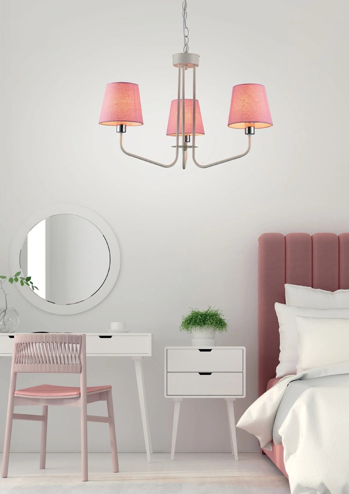 Candellux Ružový závesný luster York Ledea pre žiarovku 3x E14 50203097