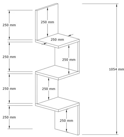 Rohová nástenná polica ZIKZAK 105,5x25 cm hnedá
