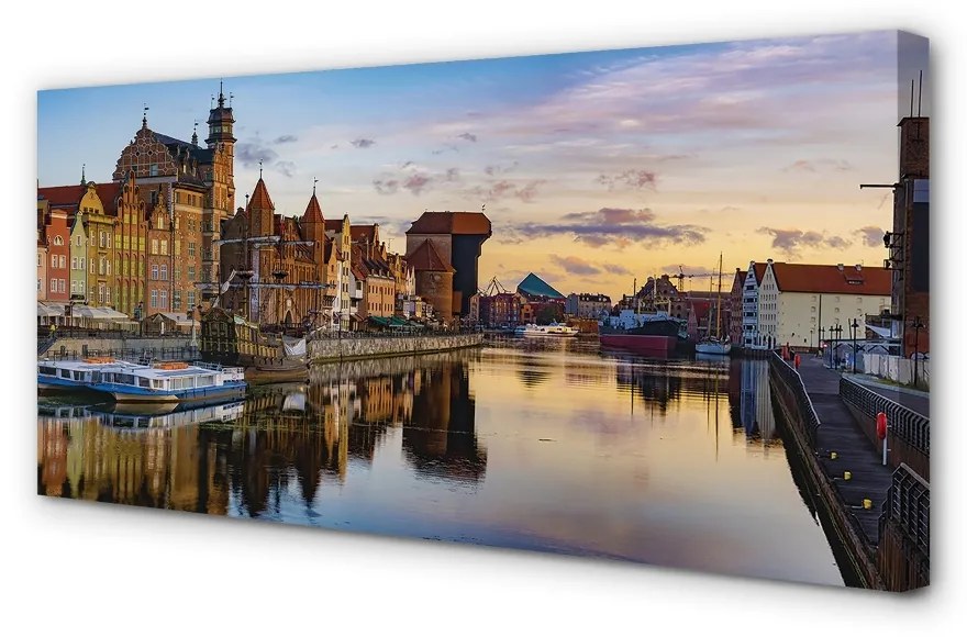 Obraz na plátne Port of Gdańsk rieky svitania 125x50 cm