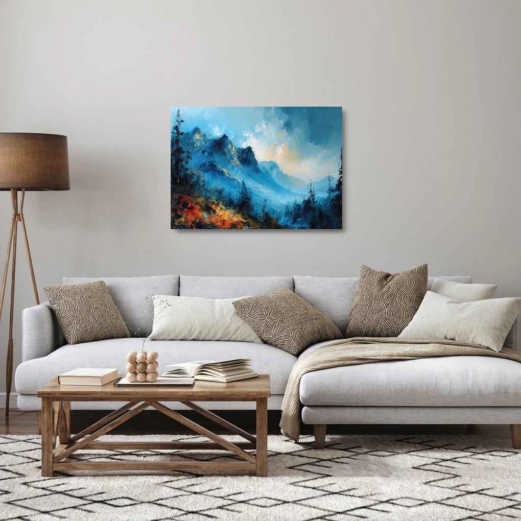 Sklenený obraz - Maľba hôr (70x50 cm)