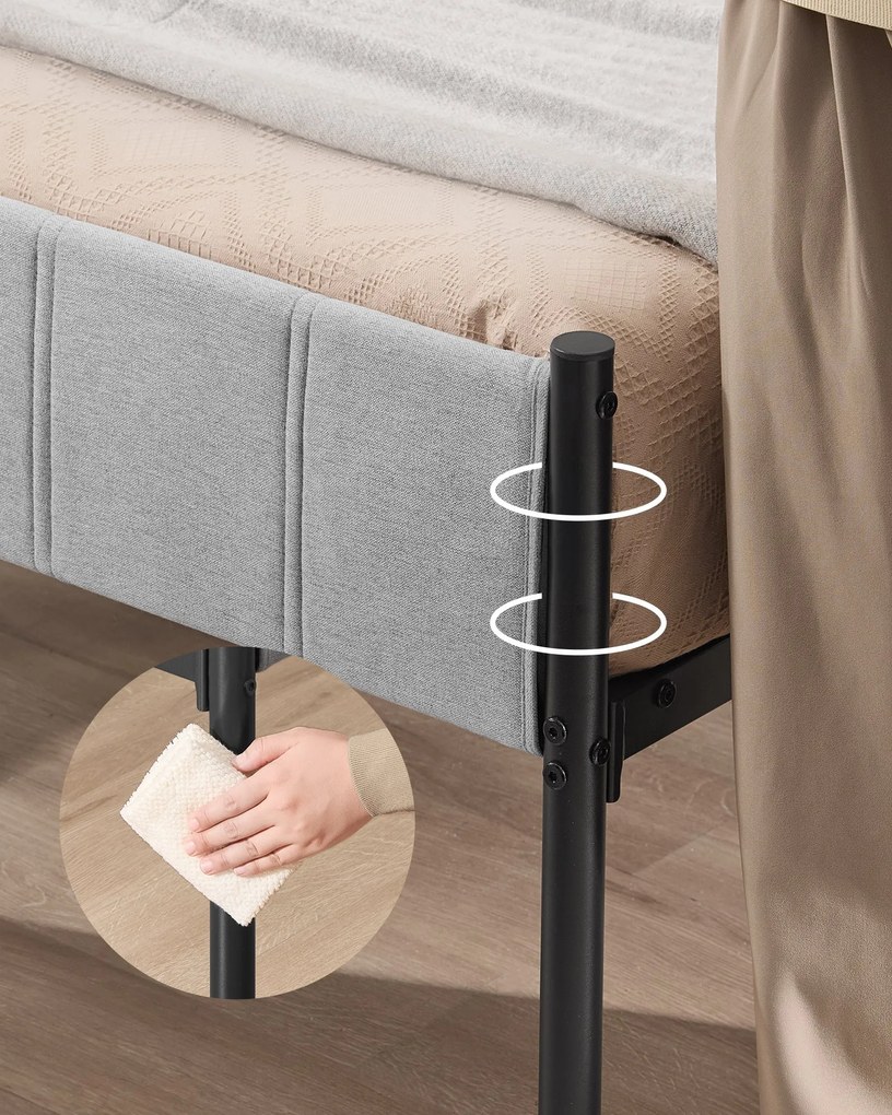 Rám manželskej postele VASAGLE 160 x 200 cm s oceľovými lamelami, sivá RMB975G01