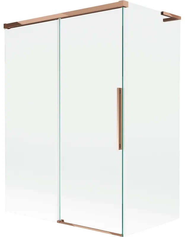 Mexen Rox, L posuvná 2-krídlová vaňová zástena 120 + 70 x 150 cm, 8mm číre sklo, ružové zlato profil, 8C9L-120-070-60-00