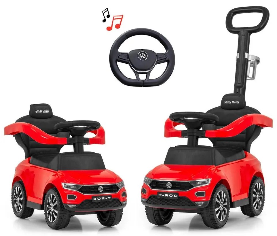 Detské odrážadlo s vodiacou tyčou VOLKSWAGEN T-ROC Milly Mally červené