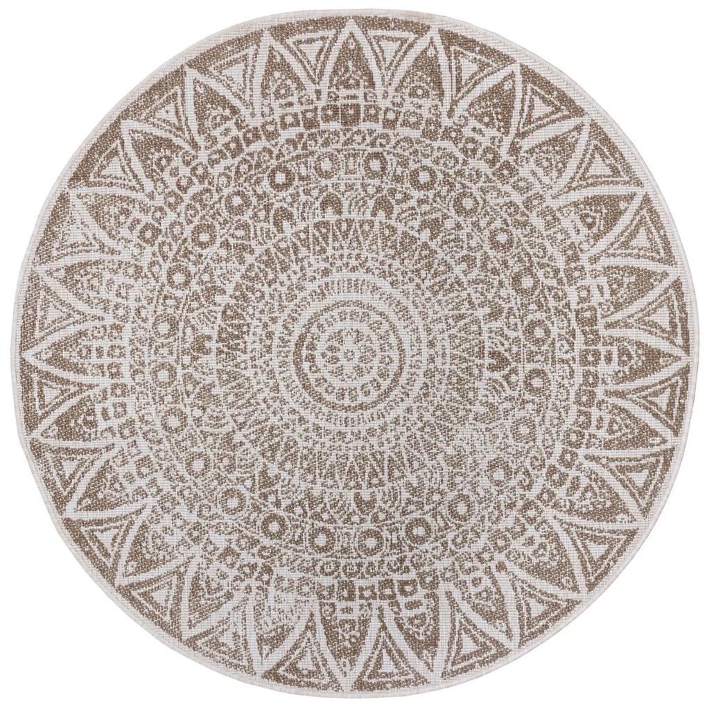 MK Original: Produkty s rodokmenem, Kusový koberec Mojkoberec Original Nora 105453 Linen kruh – na von aj na doma, 200x200 (priemer) kruh, hnedá, chodba / predsieň
