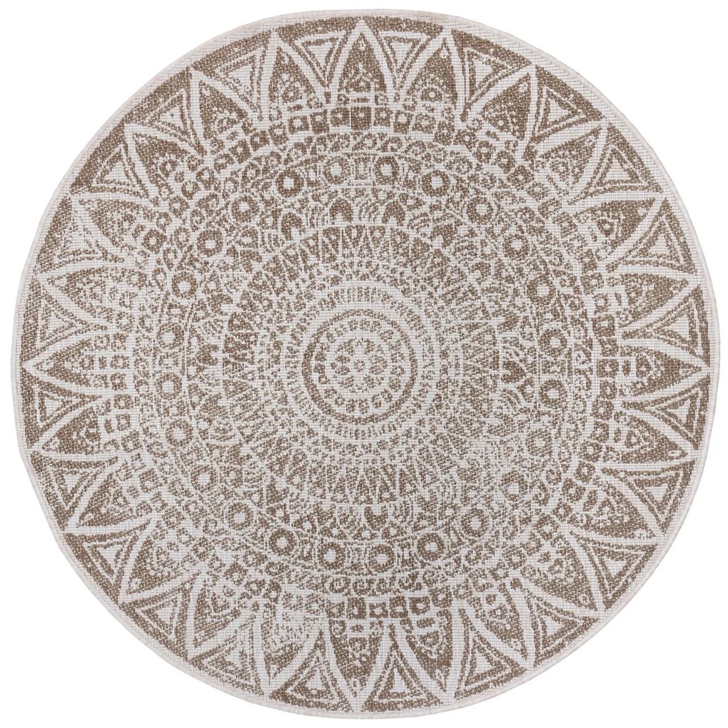 Mujkoberec Original, Kusový koberec Mojkoberec Original Nora 105453 Linen kruh – na von aj na doma, 240x240 (priemer) kruh, hnedá, chodba / predsieň