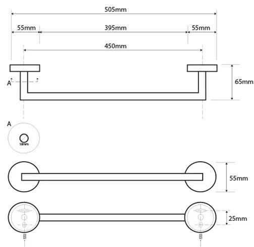SAPHO XS401 X-Steel držiak na uteráky 50,5 cm, brúsená nehrdzavejúca oceľ