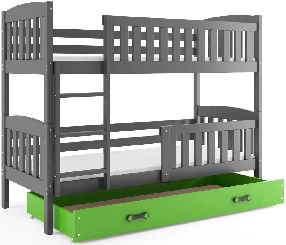 Poschodová posteľ KUBO - 200x90cm - Grafitová - Zelená