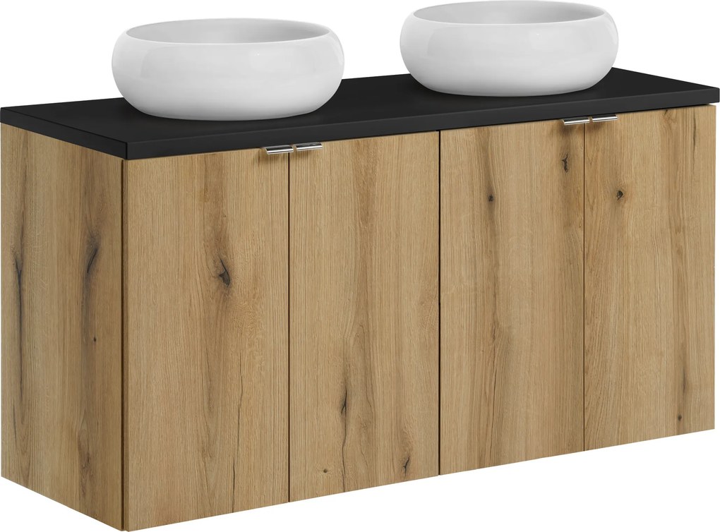 Comad Kúpeľňová skrinka s doskovými umývadlami set Nova Oak 120 dub coast evoke/čierna