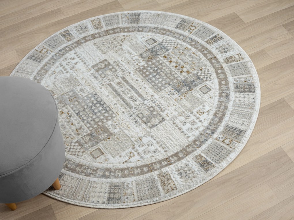 Kusový koberec My Kashkuly CA60046 creme kruh, 120x120 (priemer) kruh, šedá, chodba / predsieň, My Flair