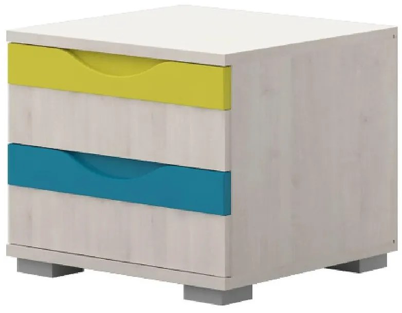 Nočný stolík JOY-NS2 polar pine/mango/lime/torquise