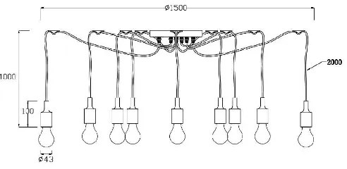 Lucide 08408/10/30 - Závesné svietidlo FIX MULTIPLE 10xE27/60W/230V