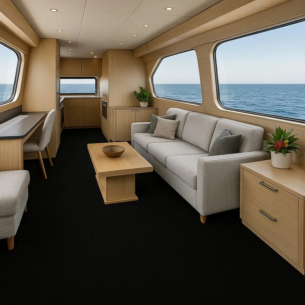 Beaulieu International Group, Metrážny koberec Car & boat, na mieru, šíře 2m, čierna, granulát, chodba / predsieň