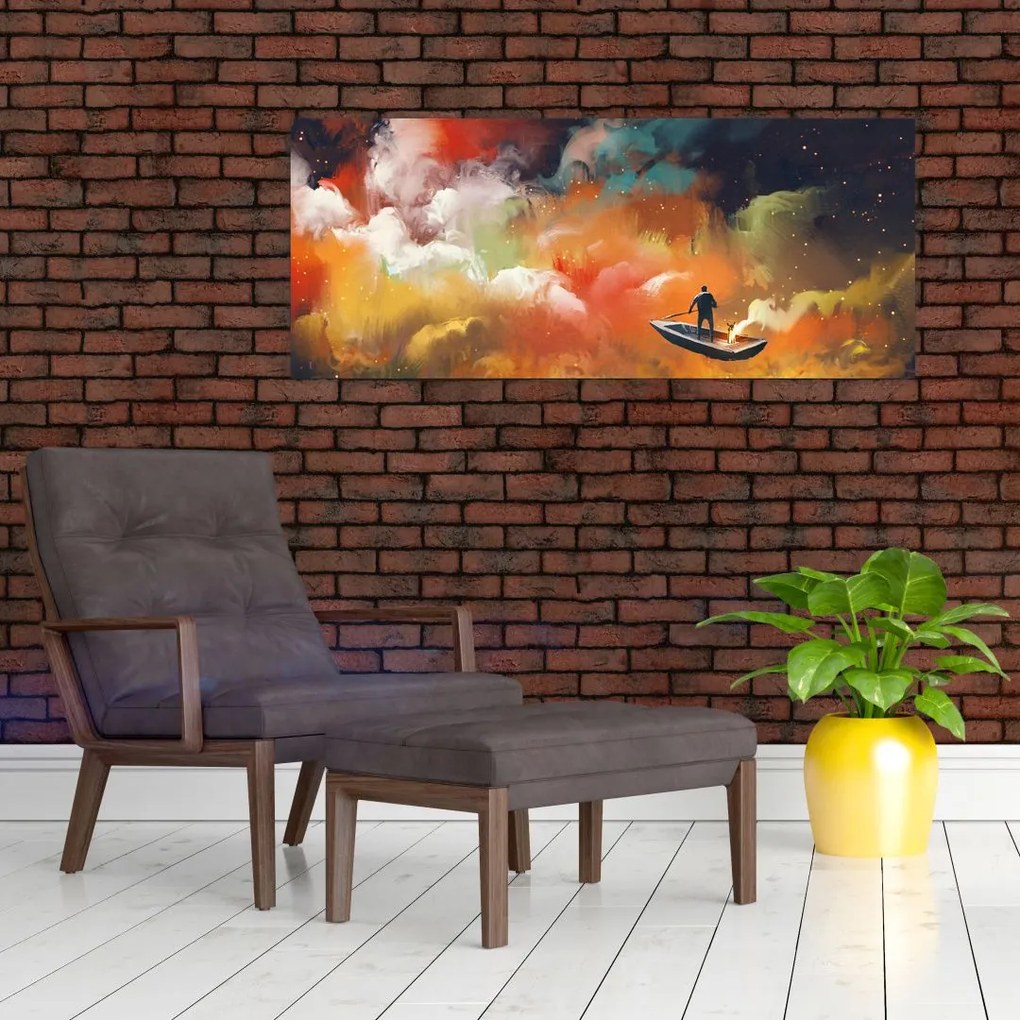 Obraz - Muž plaviace vesmírom (120x50 cm)