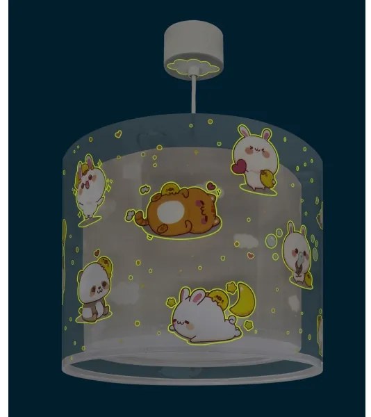 Dalber 41762E - Detský luster KAWAII FRIENDS 1xE27/15W/230V sivý